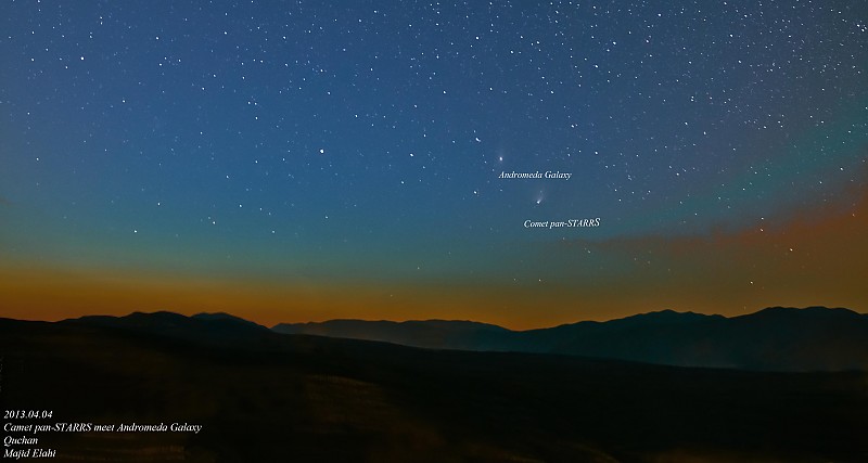 in پديده های نجومی عکاس : majid elahi Comet pan-STARRS  meets the Andomeda Galaxy