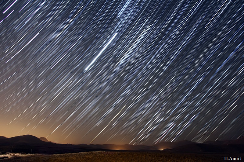 in نجومی ( ميدان ديد باز) عکاس : هانیه امیری Star trails on the Eastern Horizon